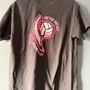 Black Sponsor Print Tee with Pink Ribbon Accents